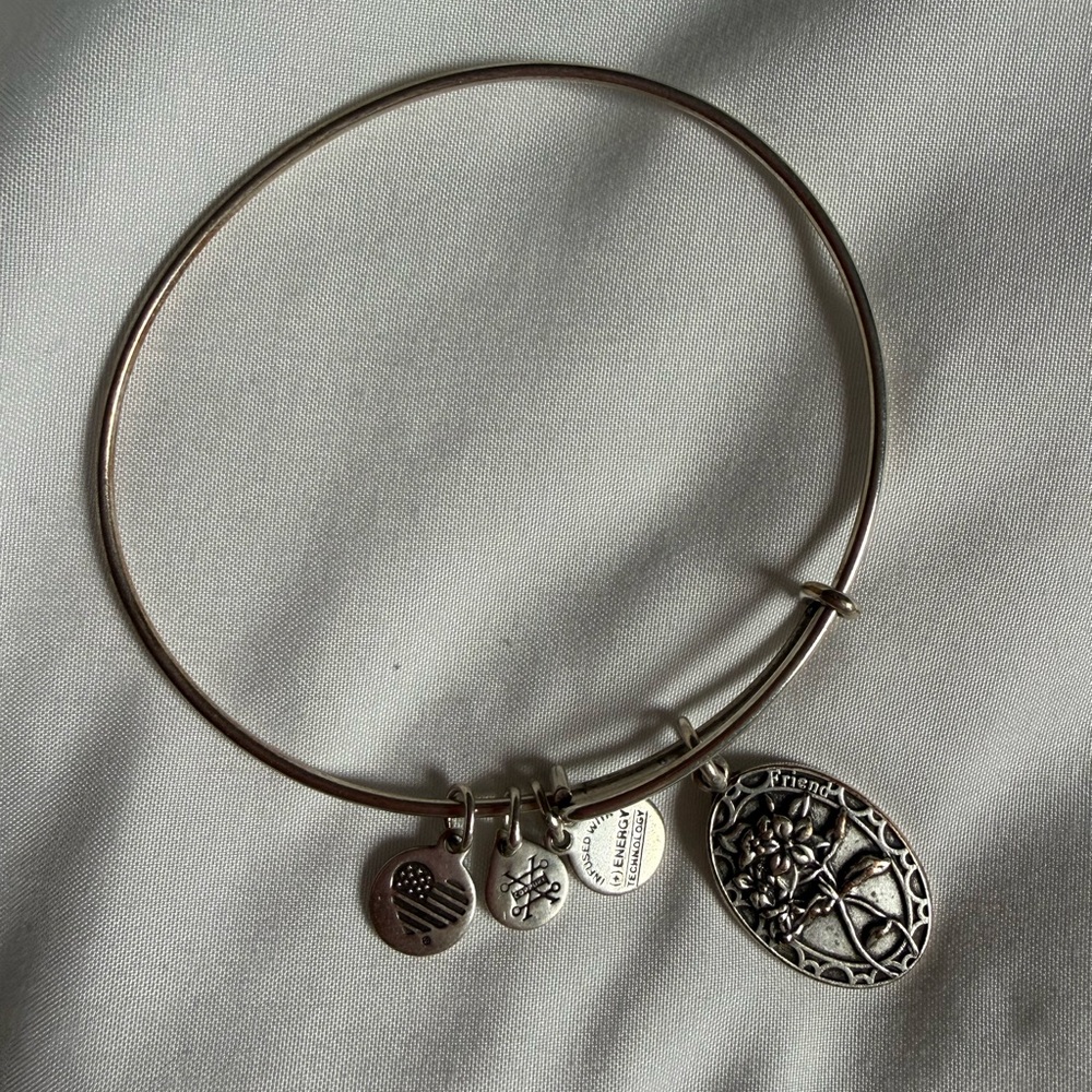 Alex and Ani Silver-Tone Friendship Charm Bangle